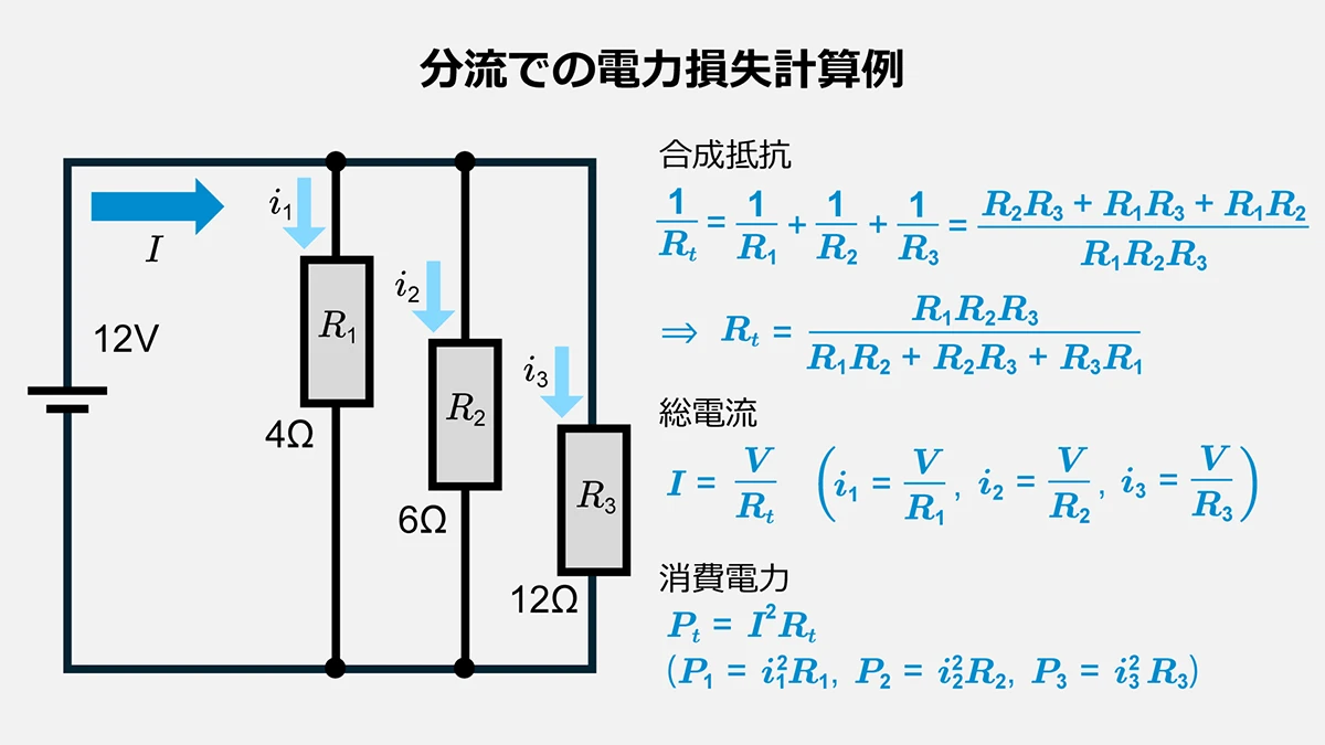 分流での電力損失計算例
