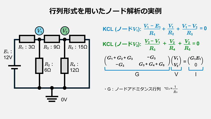 行列形式を用いたノード解析の実例設定